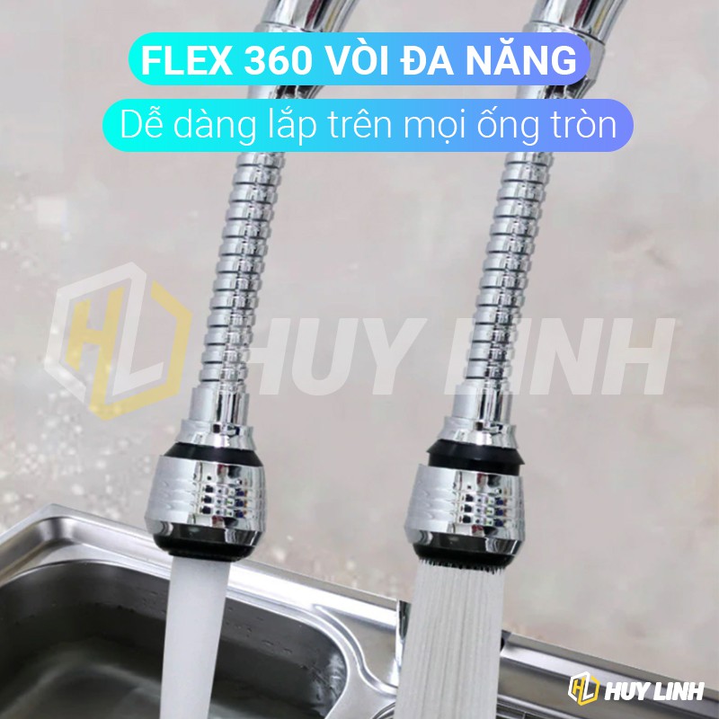 Đầu vòi xịt nước tăng áp Turbo Flex 360 cho bồn rửa - Flexible Faucet Sprayer HL69