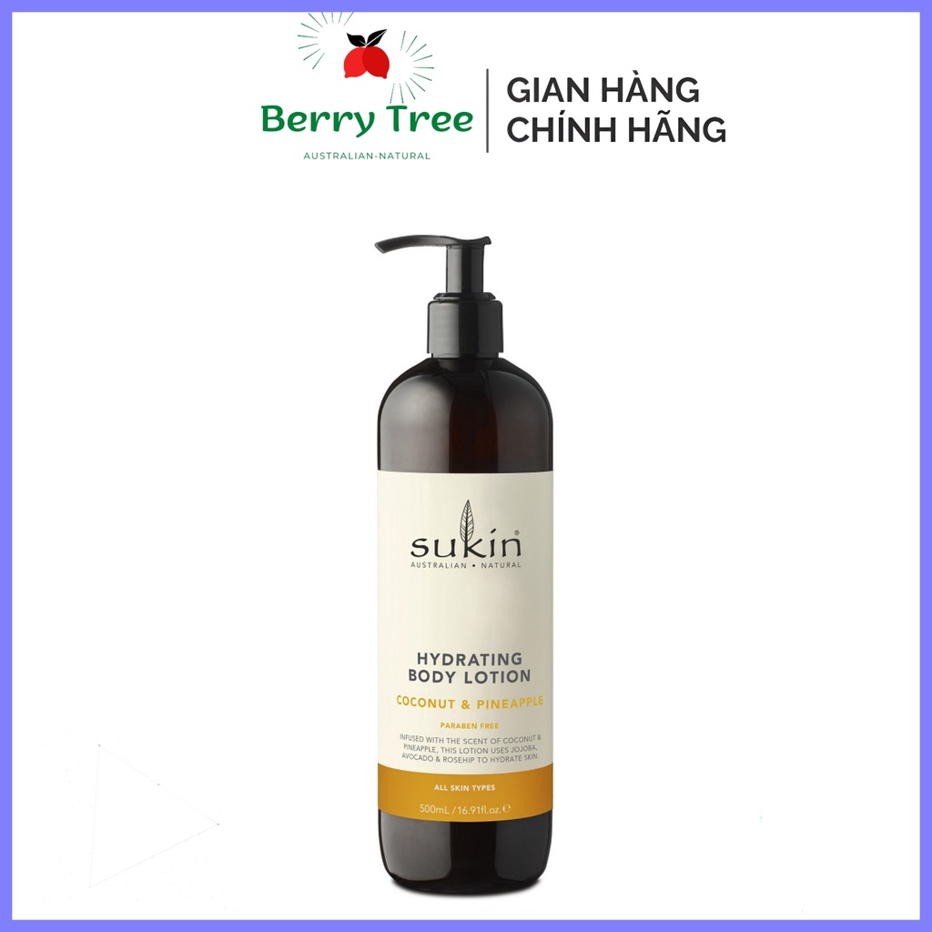 Sữa Dưỡng Thể Hương Dừa Và Dứa Sukin Hydrating Body Lotion Coconut &amp; Pineapple 500ml (BR)