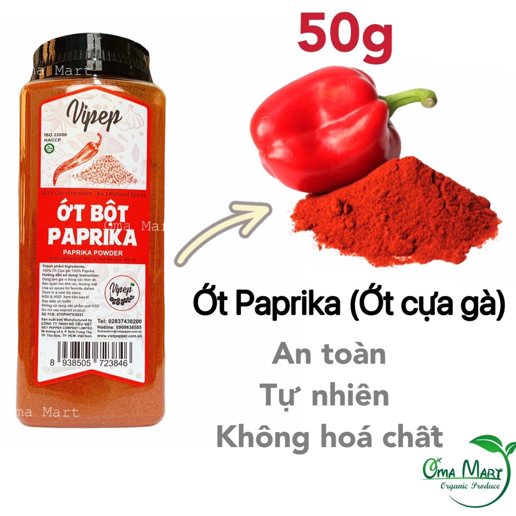50g Bột ớt Paprika (ớt cựa gà) Vipep