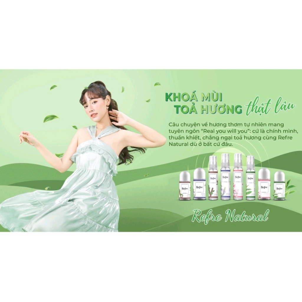 Lăn Khử Mùi Hương Tự Nhiên giúp trắng da Refre Natural 40ml