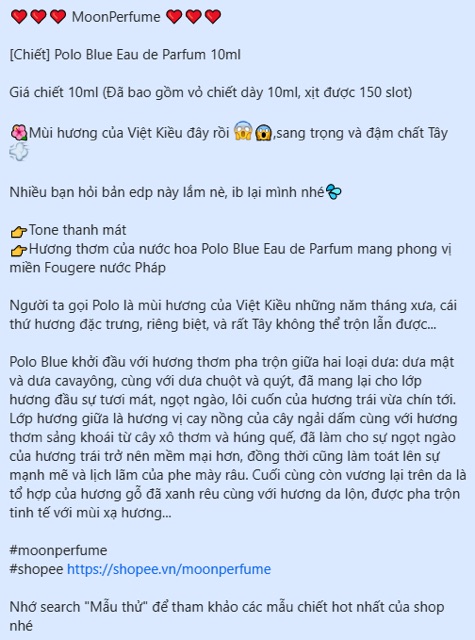 [Mẫu thử] Nước hoa Nam Polo Blue Eau de Parfum | Thế Giới Skin Care