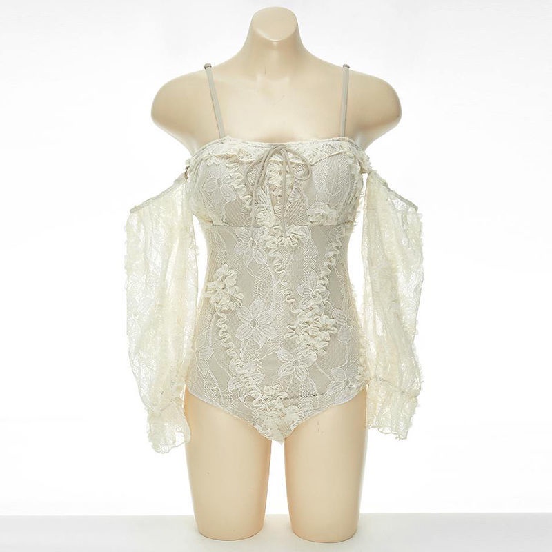 Bộ Đồ Bơi Phối Ren Tay Dài Hở Vai Nâng Ngực Thời Trang Quyến Rũ Cho Nữ | BigBuy360 - bigbuy360.vn