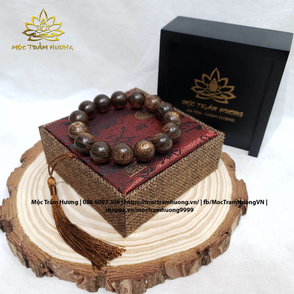Vòng Tay Trầm Hương MTH JEWELRY Tròn Đơn 14mm Size Nam Trầm Sánh Chìm Việt - Trầm Tự Nhiên - Mùi Dịu Nhẹ