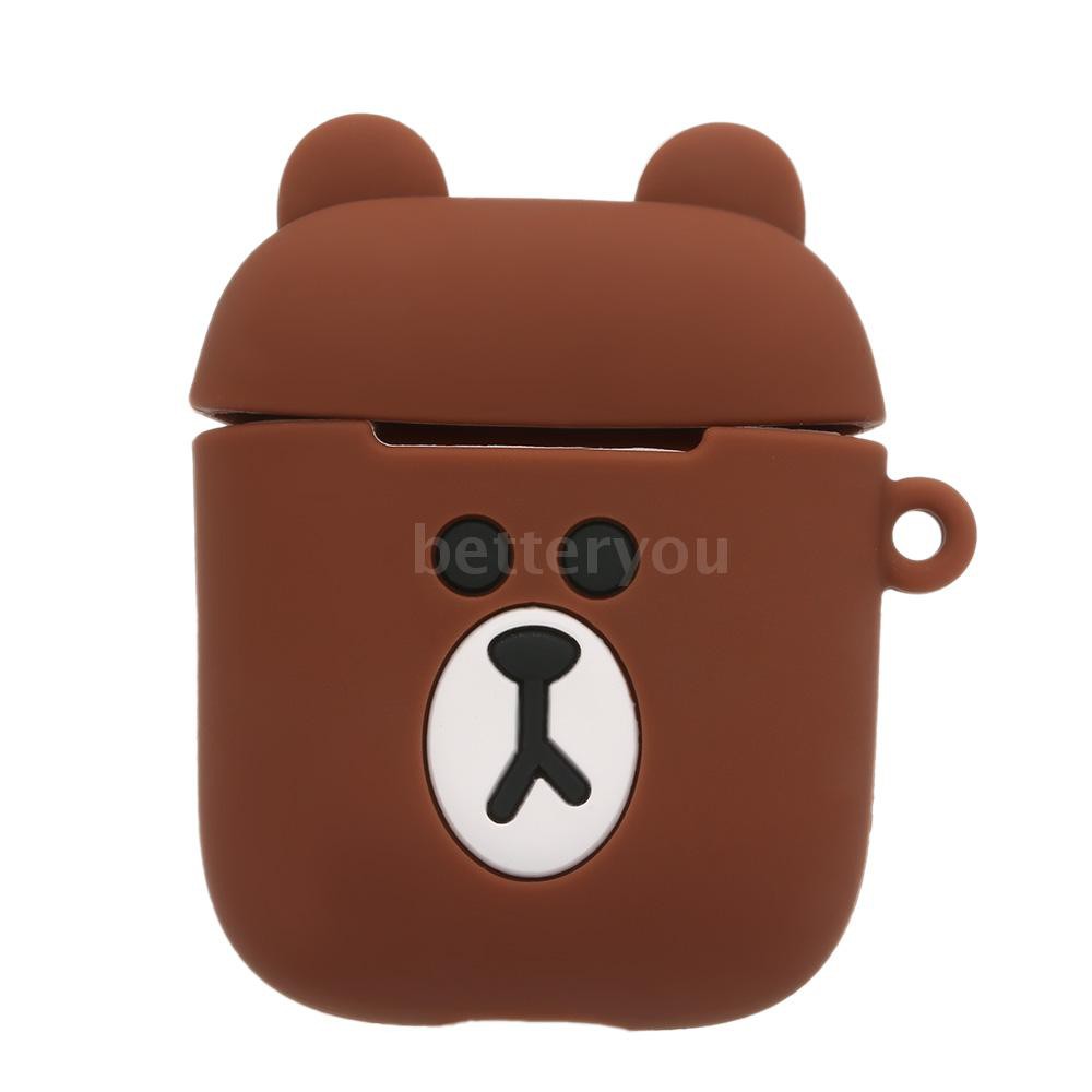 Hoạt Hình Vỏ Bảo Vệ Hộp Sạc Tai Nghe Airpods Hình Gấu Nâu Kèm Móc Khóa Xinh Xắn | BigBuy360 - bigbuy360.vn