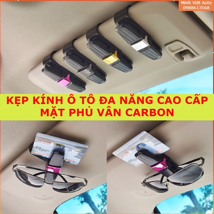 Kẹp kính ô tô - Kẹp kính trên ô tô đa năng mặt sơn Carbon siêu đẹp