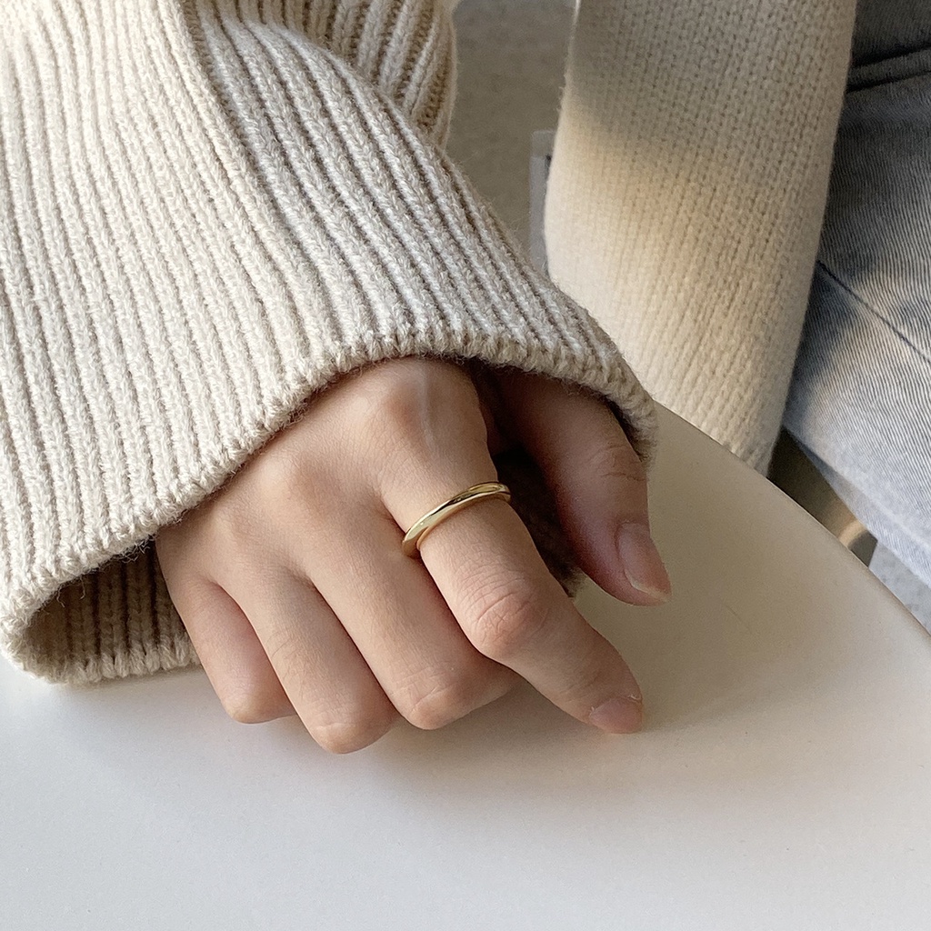 Nhẫn nữ hở bạc 925 Eleanor Accessories viền trơn basic phụ kiện trang sức 2225