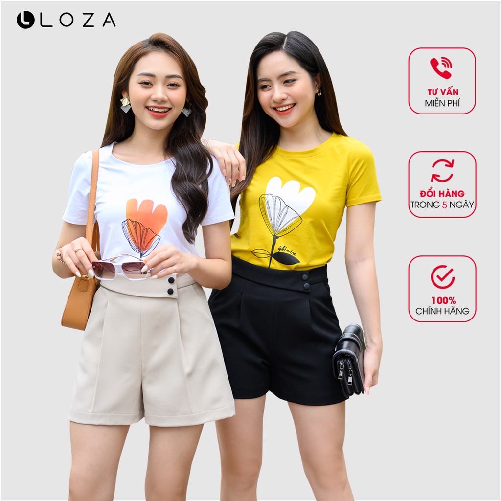 Áo phông nữ LOZA in hình bông hoa siêu mát - PT04116