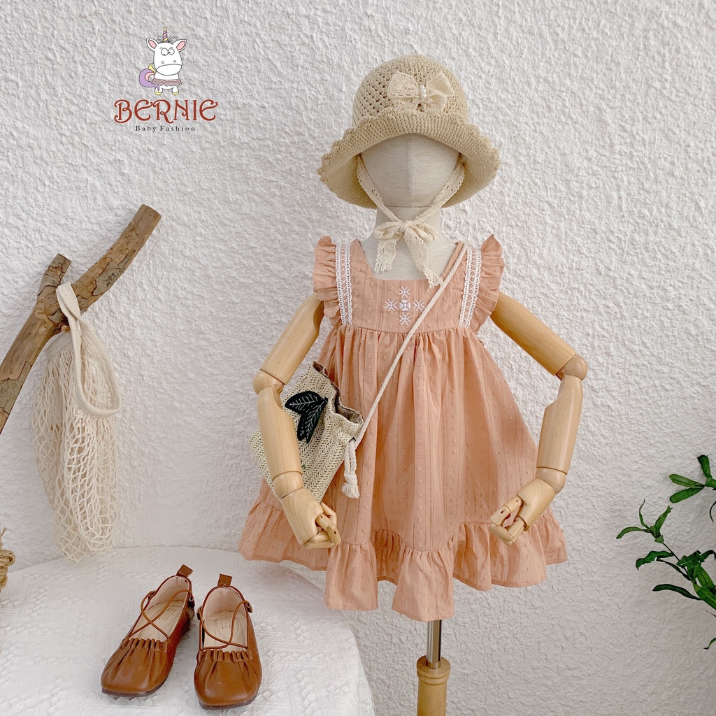 Váy hè cánh tiên BABY DOLL- chất COTTON REN thêu ngực cho bé gái (sz 80-130)- Cam kết y hình