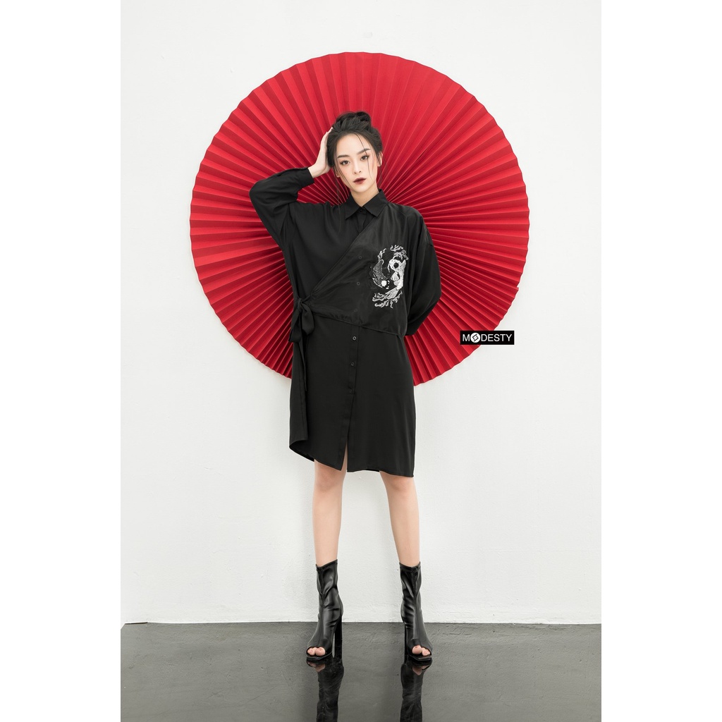 Modesty - Váy lụa nửa vest thêu song ngư Tancho Dress