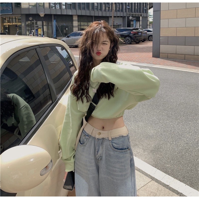 ÁO CROP NHÚN EO XANH MINT