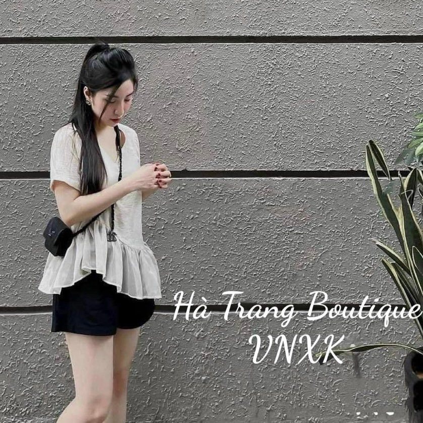 Sét áo bèo quần đen, Ao voan tơ, quần sooc đen