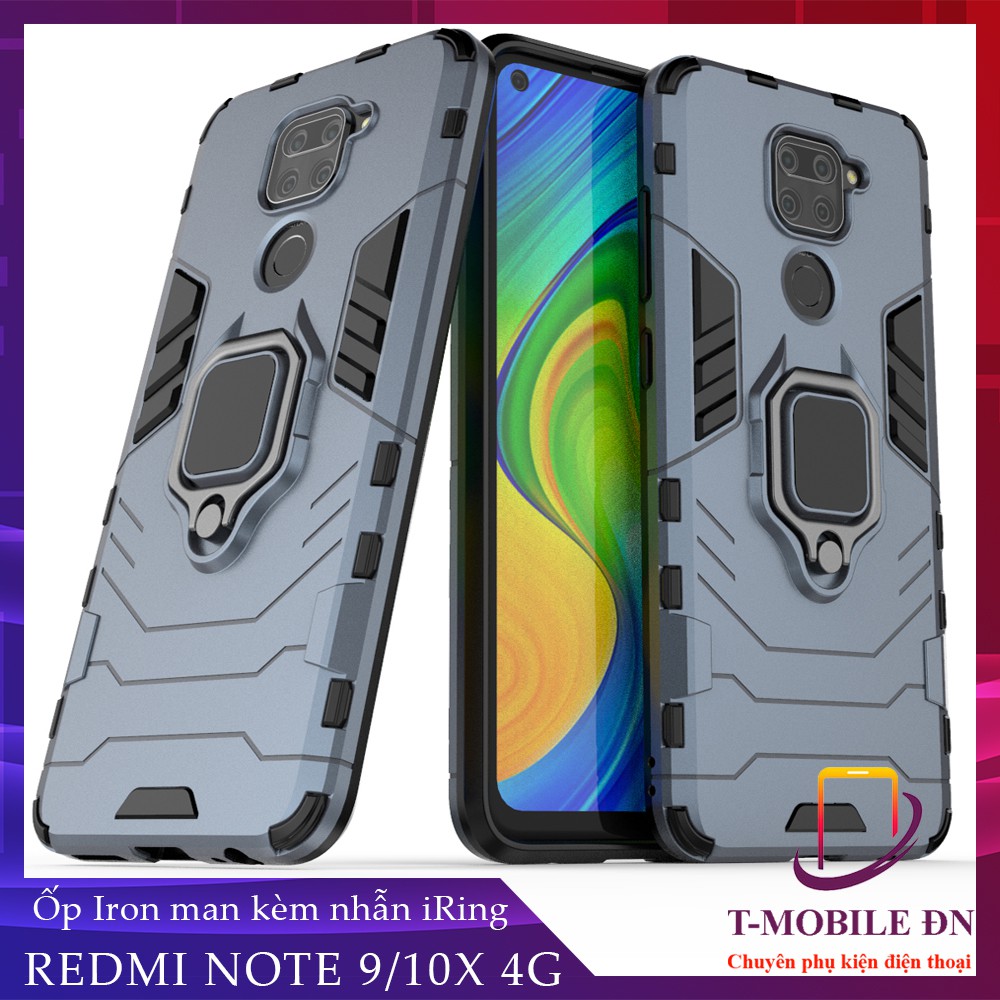 Ốp lưng Xiaomi Redmi Note 9 10X 4G,🔥FREESHIP🔥 Ốp iron man chống sốc kèm nhẫn iring chống xem video bảo vệ camera