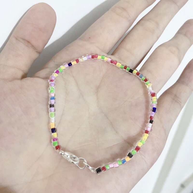 Vòng tay hạt cườm pha lê cầu vồng