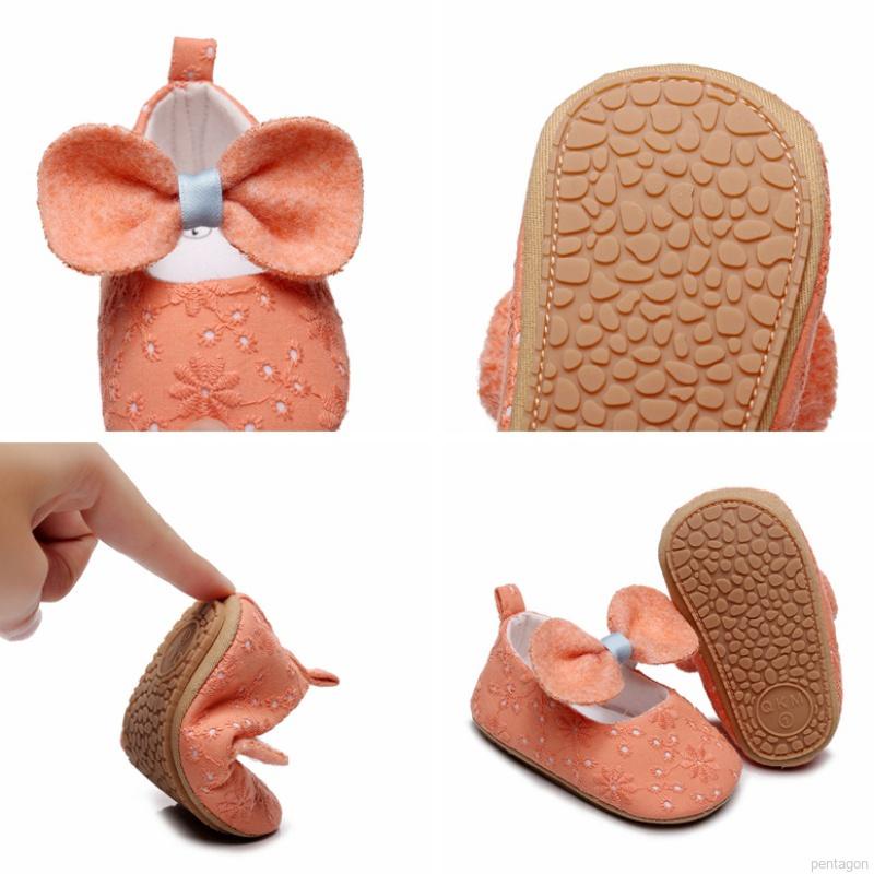 Đôi giày búp bê đính nơ/ Đôi vớ viền ren tập đi chống trượt xinh xắn dành cho bé gái