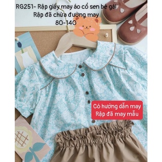 RG251_ Rập giấy may áo kiểu cổ sen bé gái
