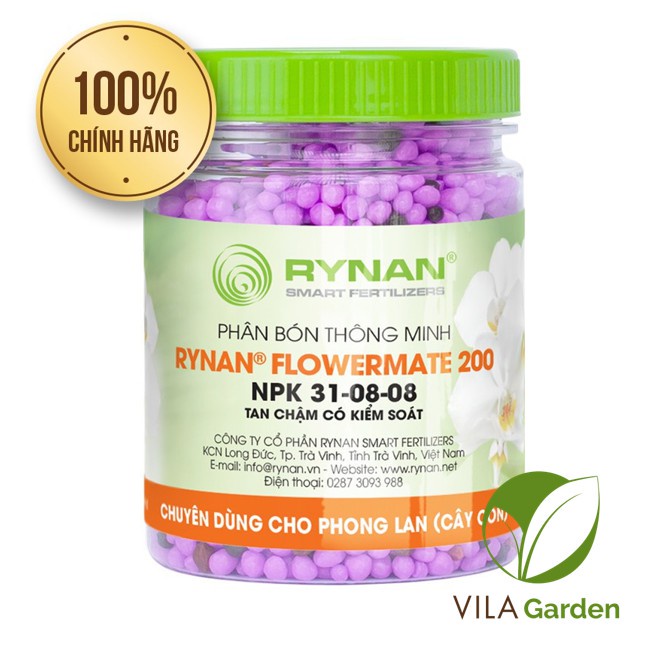 Phân Tan Chậm RYNAN FLOWERMATE 200 lọ 150g, Phân Bón Thông Minh NPK 31-08-08