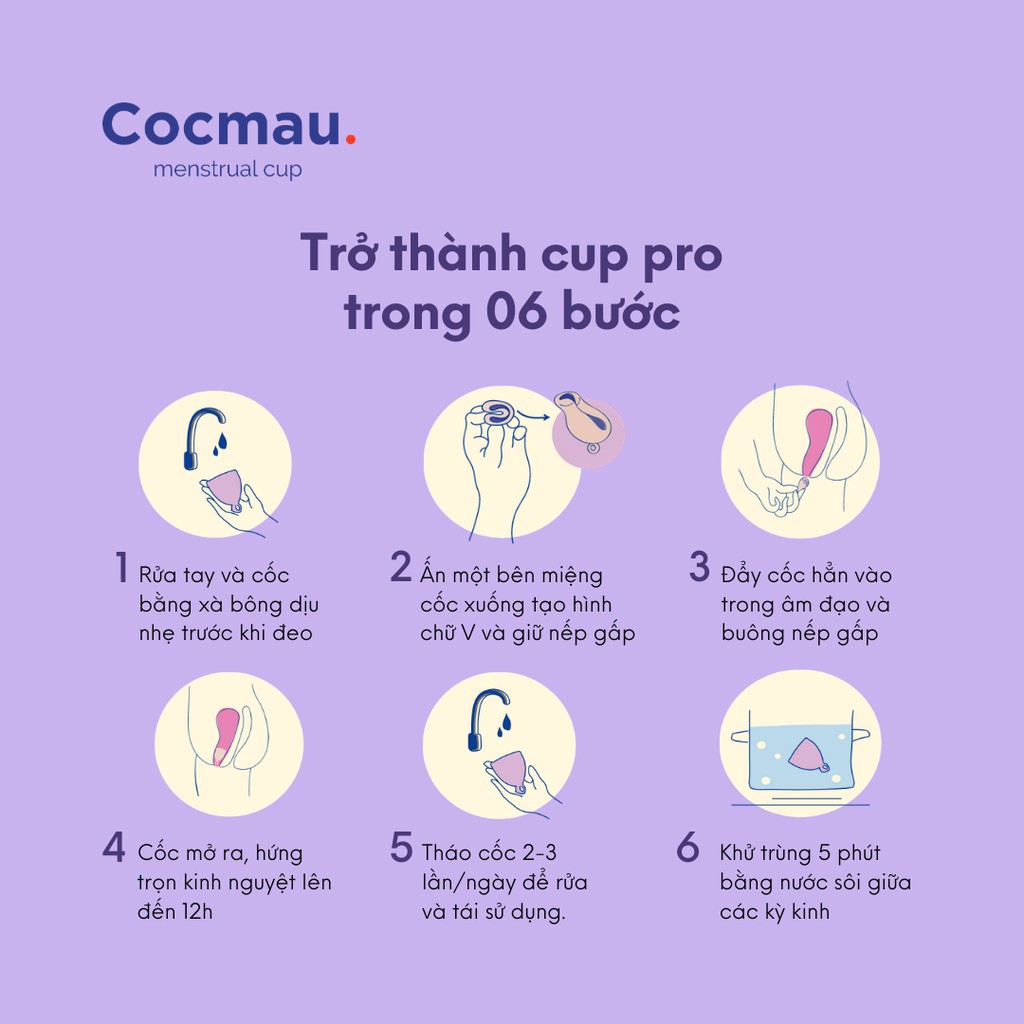 Cốc nguyệt san cải tiến Cocmau - Cuống tròn dễ tháo - Thiết kế vành ẩn nhỏ gọn - 100% silicone y tế - Vàng Pastel