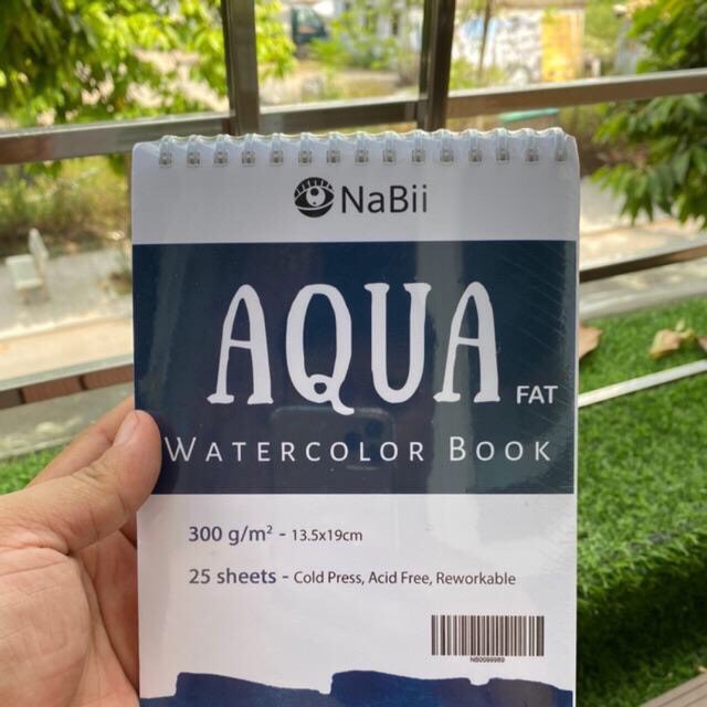 Sổ giấy vẽ màu nước NaBii Aqua Fat 300gsm 25 tờ