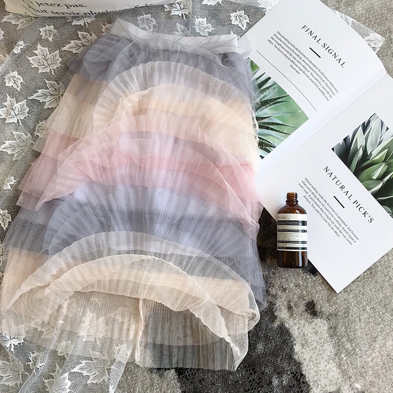 Chân váy lưới xếp li dễ thương cho bé gái