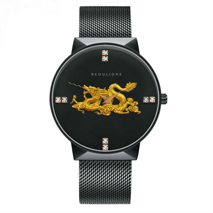 (FULL BOX) Đồng Hồ Nam Mặt Rồng REOULIONS Dây Thép mành Phiên Bản Doanh Nhân + Hộp và pin cao cấp | BigBuy360 - bigbuy360.vn