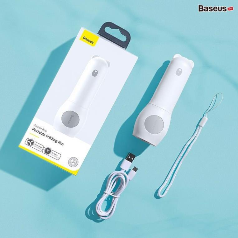 Quạt mini cầm tay hình gấu kiêm sạc dự phòng 2000mah Baseus CXZD -A02 chính hãng
