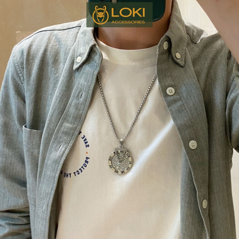 Vòng cổ nam dây chuyền nam nữ màu bạc unisex Loki Accessories Clock Chain Phụ kiện Titan không gỉ - Clock Chain