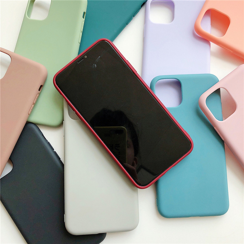 Ốp Điện Thoại Silicone Mềm Màu Trơn Nhám Đơn Giản Cho Apple iPhone 11 Pro Max iPhone 8 Plus