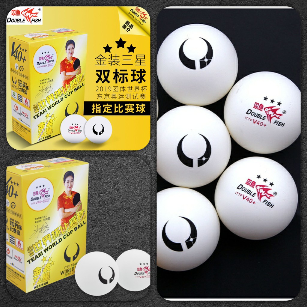 BÓNG BÀN SONG NGƯ SỪNG TRÂU - DOUBLE FISH 3 SAO 40+ CHÍNH HÃNG HỘP 6 QUẢ