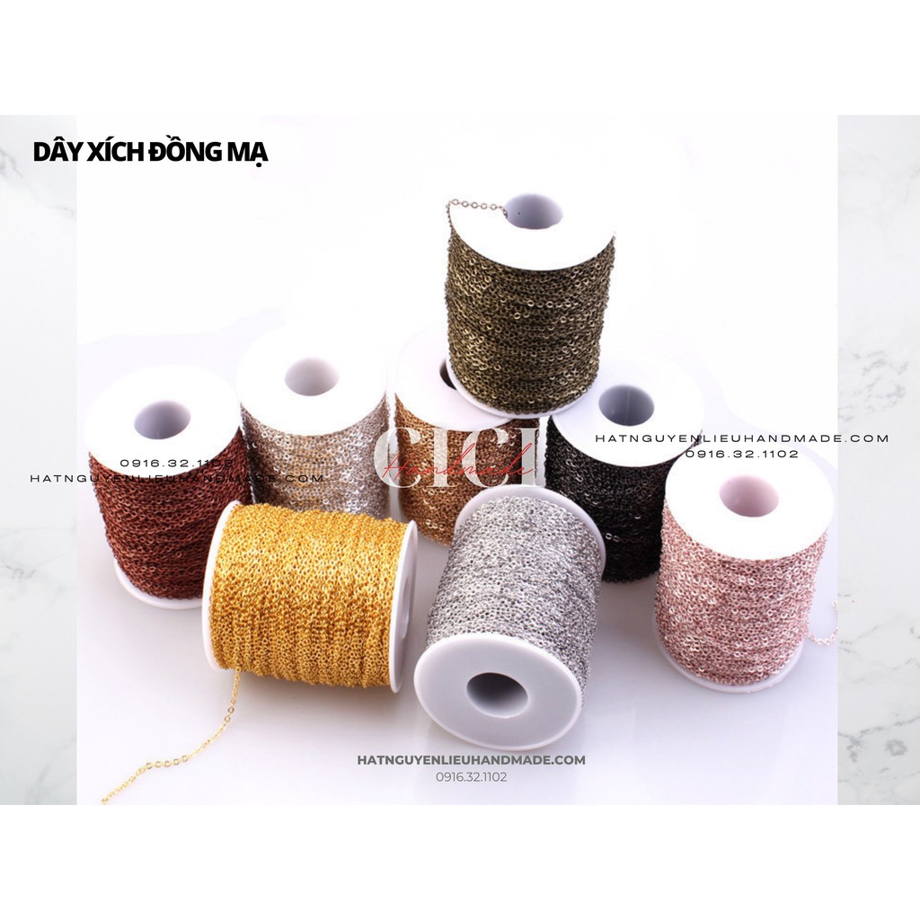 Cuộn 3m dây xích trang sức không gỉ Cici Handmade chuyên hạt đá hạt pha lê hạt cườm hạt trang sức tự làm DIY hoa cài áo