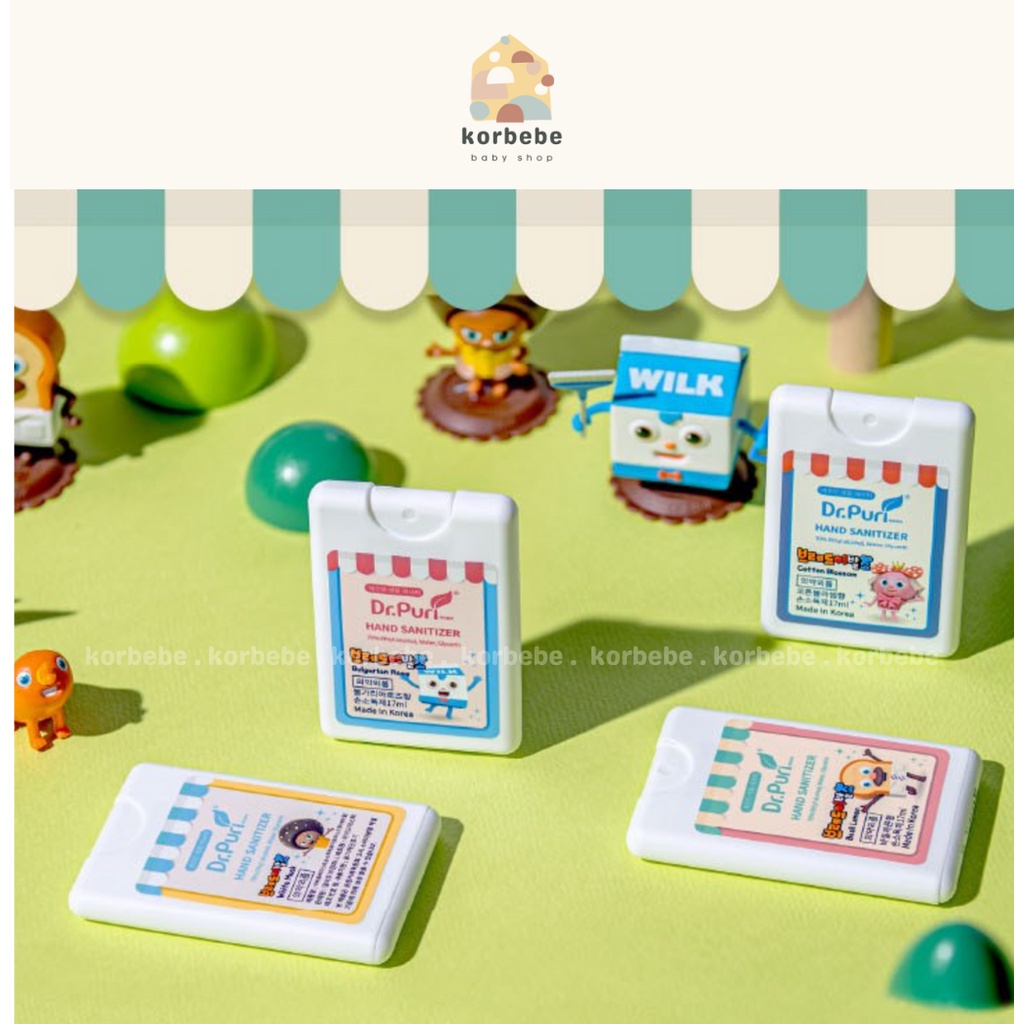 Hộp rửa tay khô dạng xịt sát khuẩn hữu cơ Dr.Puri dạng thẻ bỏ túi 17ml