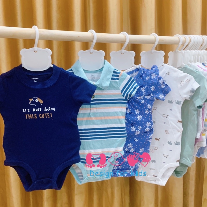 (Size 6-9m) Body chip cộc tay cổ đức / cổ tròn / cổ trụ hàng xuất khẩu cho bé trai và bé gái