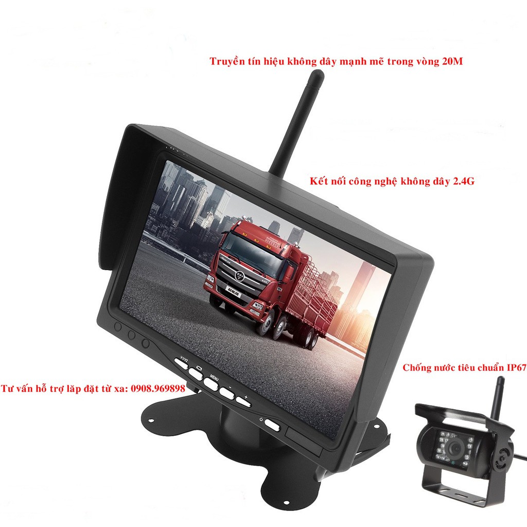 Bộ camera lùi và màn hình 7inch không dây cho xe tải, xe khách, xe container... | BigBuy360 - bigbuy360.vn