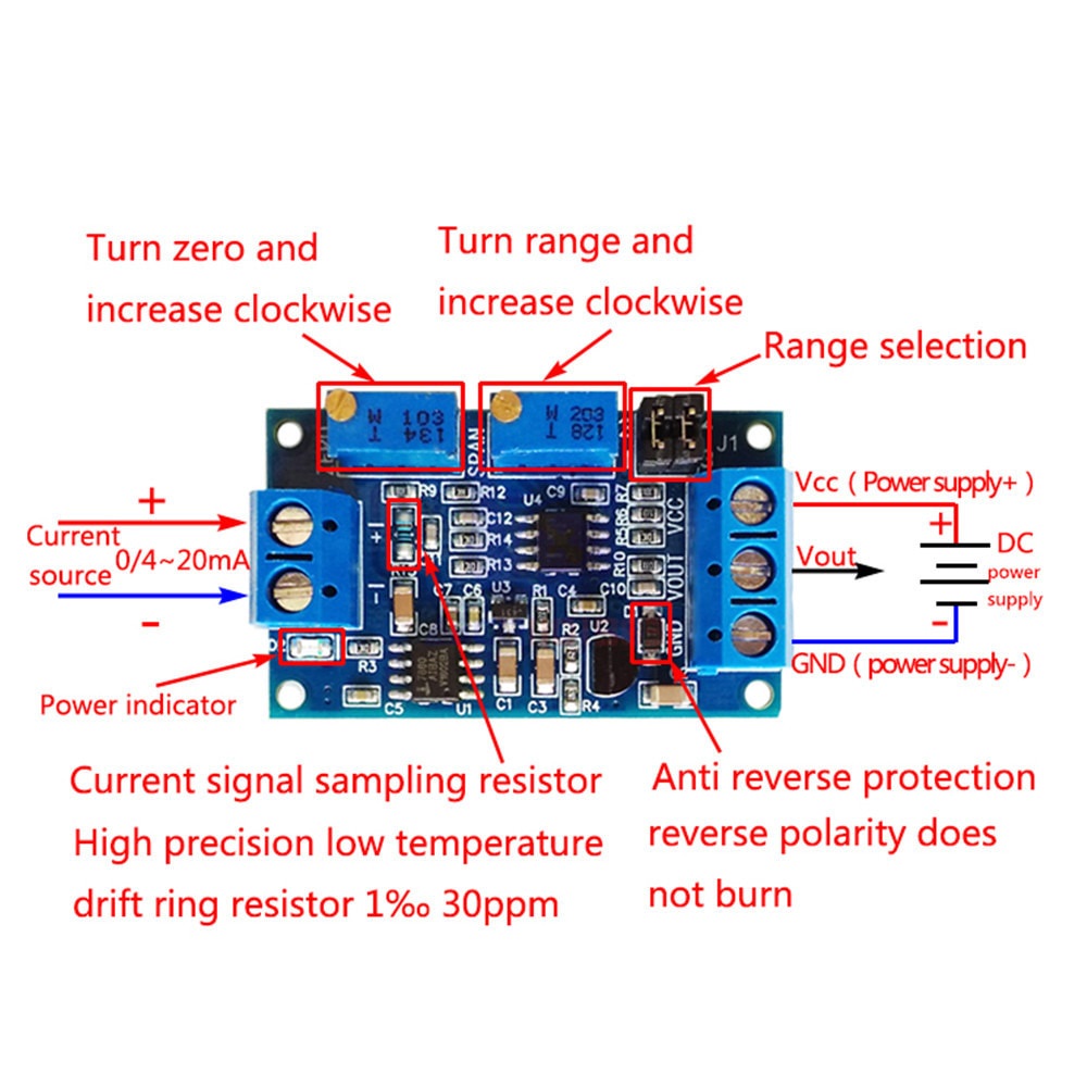 Mô-đun Chuyển Đổi Điện Áp Từ 0-20mA / 4-20mA Sang 0- 3.3V / 0-5V / 0-10V