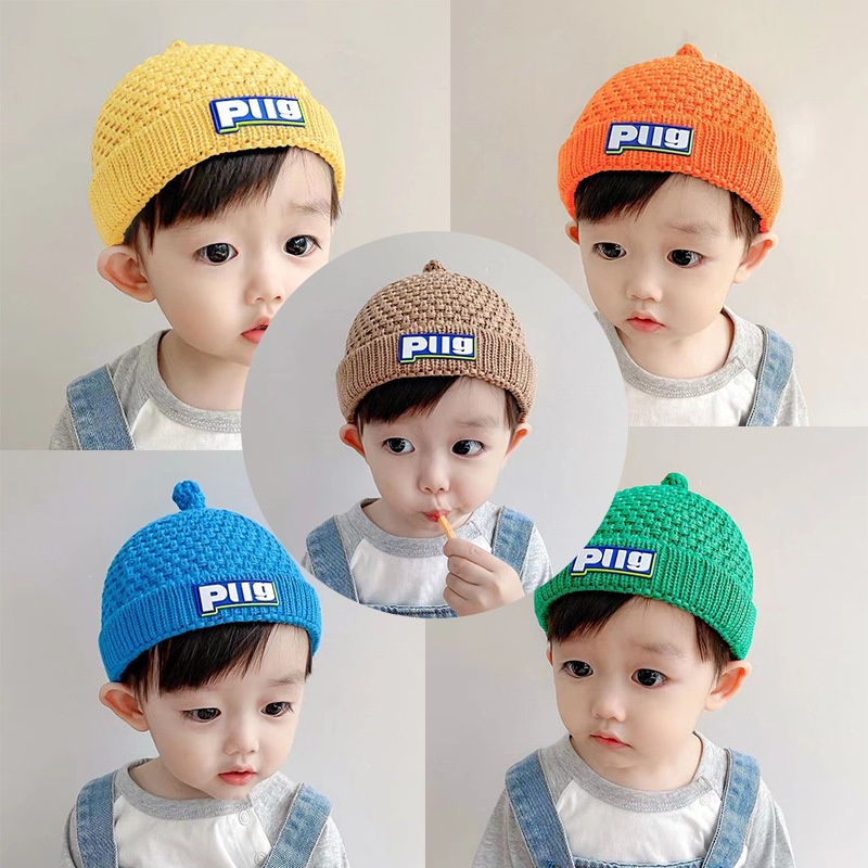 Mũ Len Beanie Mềm Mại Màu Trơn Kiểu Hàn Quốc Thời Trang Thu Đông Cho Bé 0-3 Tuổi