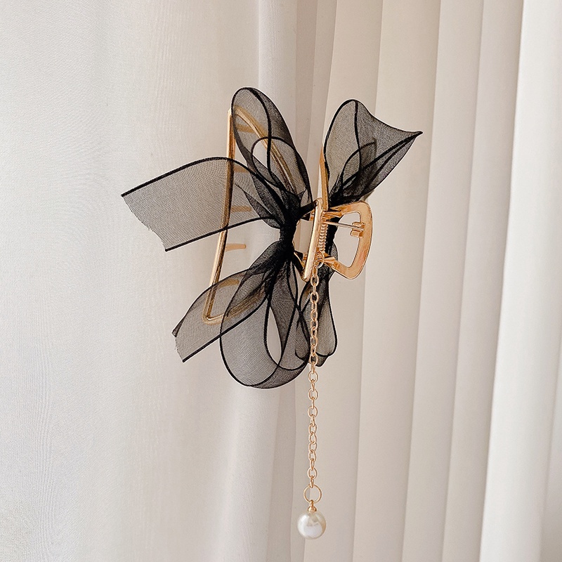 Kẹp tóc càng cua hình nơ lưới thời trang mùa hè cho nữ 2021