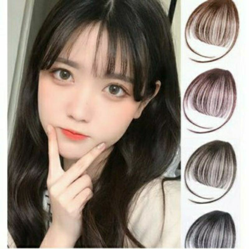 Tóc mái giả bát xoăn, sợi tơ cao cấp