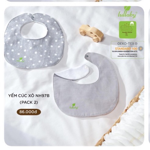 Yếm ăn Lullaby cotton cao cấp đính cúc, cột dây dễ dùng tiện ích cho bé trai bé gái NH97B NH116B