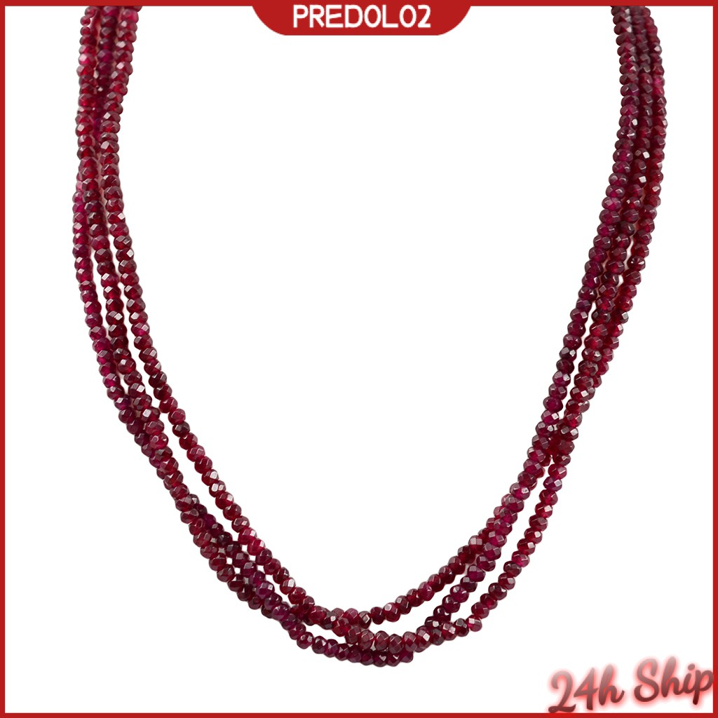 3x4mm Natural   Faceted Gemstone Beads Statement Necklace 3 Strands