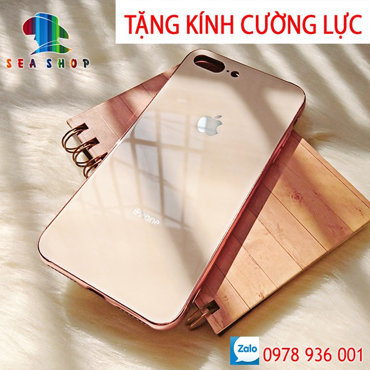 Ốp lưng iPhone 7 Plus - 8 Plus lưng kính cao cấp - Viền nhựa dẻo chống sốc