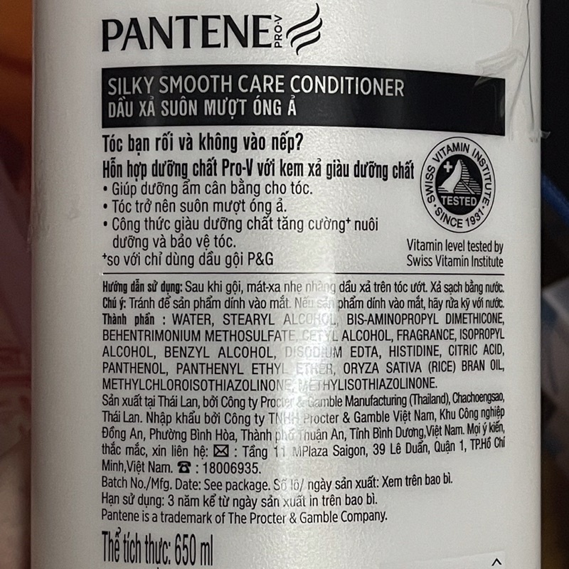 Dầu xả tóc Pantene 650ml