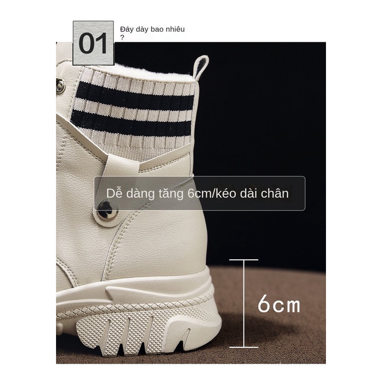 Giày bốt Martin cotton cổ cao đến mắt cá chân thời trang thu đông mới cho nữ 2021