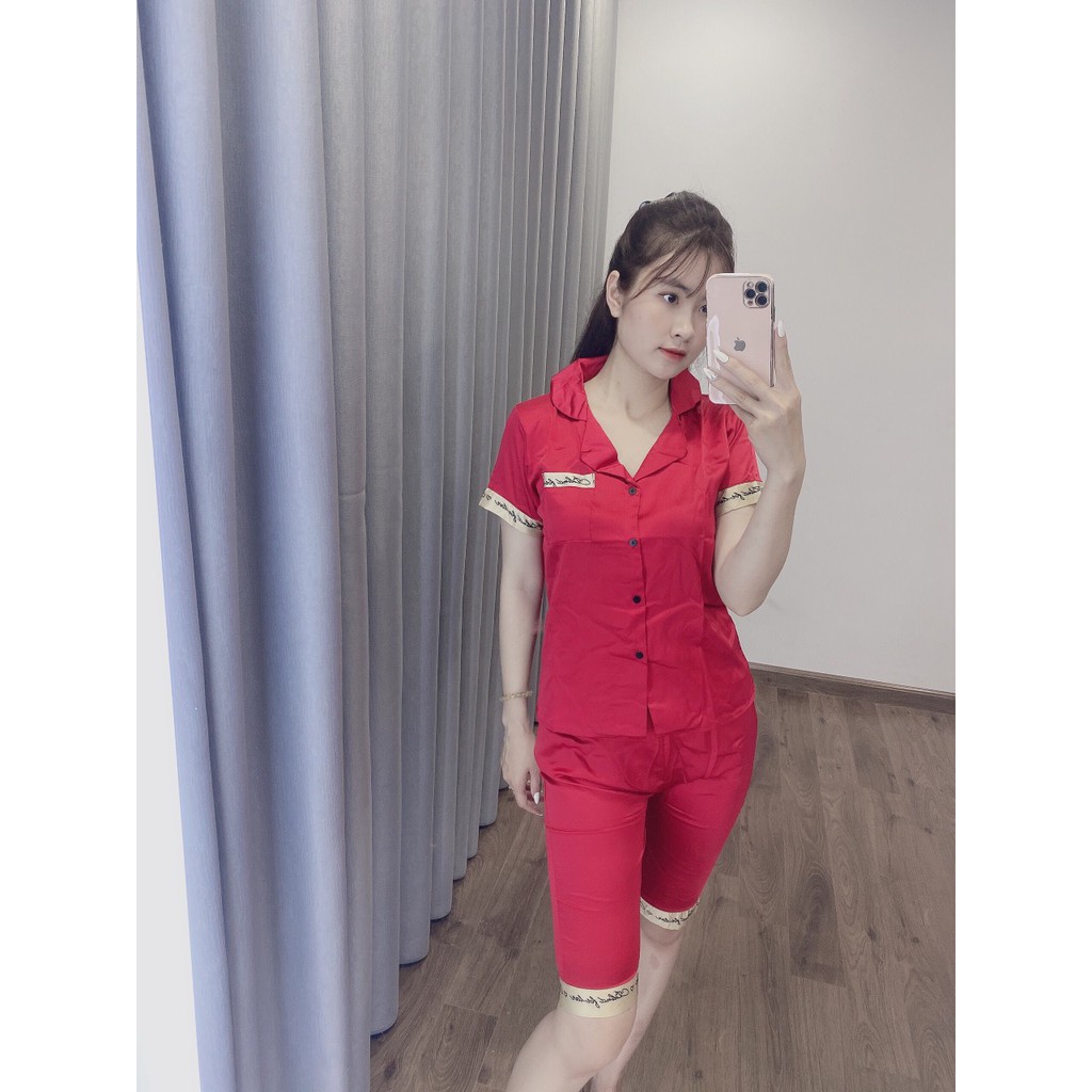 Bộ Đồ pijama Lụa - Bộ Lụa Satin Tay Cộc quần Lửng Cao Cấp Loại 1 [ Ảnh Thật SP]