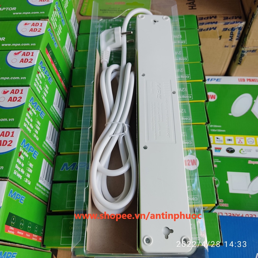 Ổ cắm điện 3 chấu có công tắc riêng , công suất cao MPE max 2500w - ổ cắm điện nối dài dùng được nhiều loại phích cắm