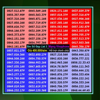 Số đẹp VINA Giá Rẻ 400k List 3 Miễn Phí Đăng ký Chính Chủ Được Hưởng Nhiều Gói Khuyến Mãi Của Vinaphone