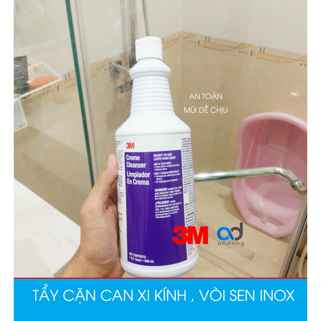 Tẩy ố mốc kính trên xe, Tẩy cặn canxi vách kính 3M Creme Cleanser100ml