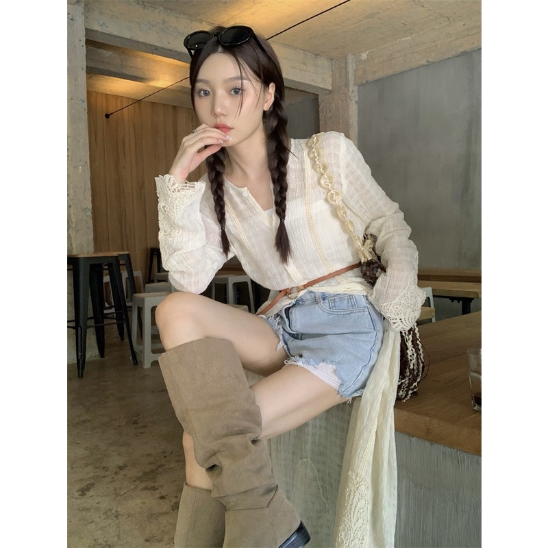 「MOTEL7」 Đầm Dài Qua Gối Dáng Chữ A Một Mảnh Tay Dài Chống Nắng Cao Cấp Thời Trang Mùa Hè