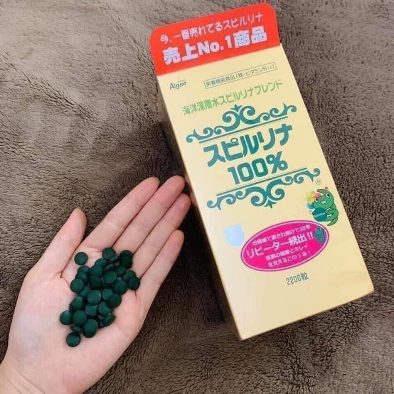 Hộp 2.200 Viên Tảo Xoắn Spirulina Nhật Bản Tem Đỏ Hàng Chính Hãng