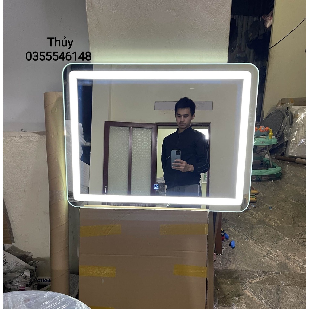 Gương led chữ nhật treo tường 𝐆𝐢𝐚́ 𝐭𝐚̣̂𝐧 𝐱𝐮̛𝐨̛̉𝐧𝐠 gương led cảm biến thông minh KT 50x70cm bao sang