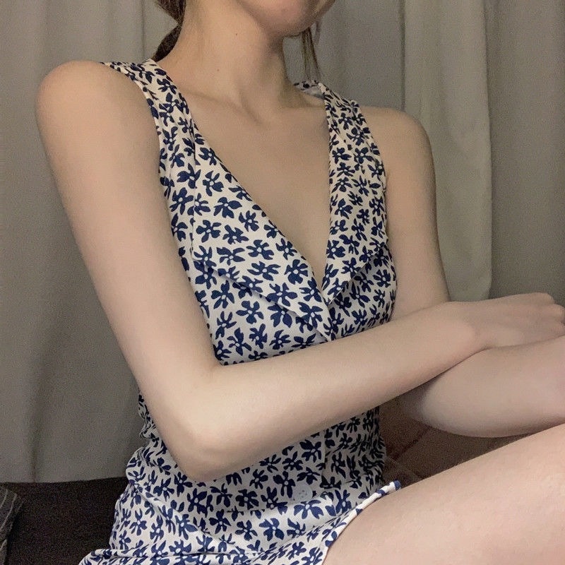 Đầm Không Tay In Hình Thiên Nga Phong Cách Retro Thời Trang Mùa Hè Cá Tính