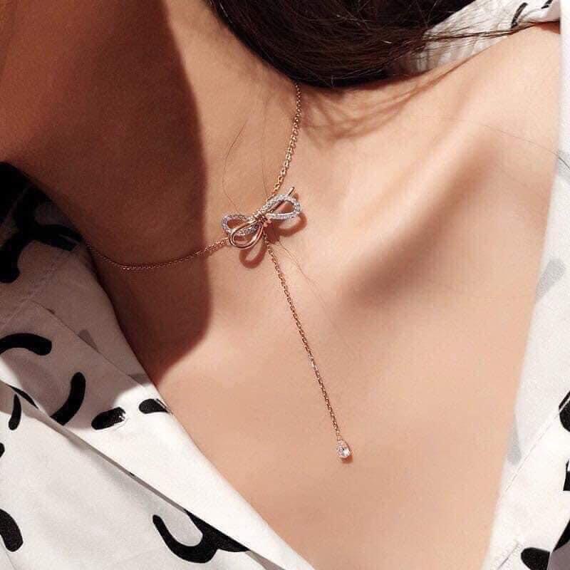 Set nơ rose gold tiểu thư Swarovski